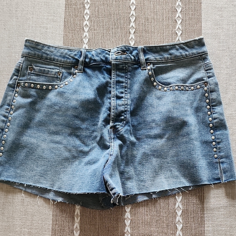 Denim Blue Studded Women's Shorts